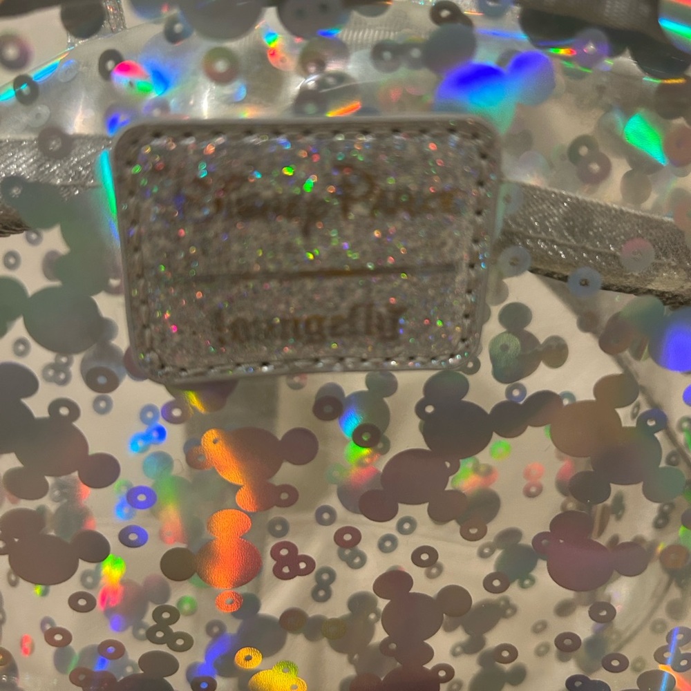 Disney Parks Loungefly Magic Mirrors Silver Holographic Kids Backpack. NWOT - Picture 3 of 7